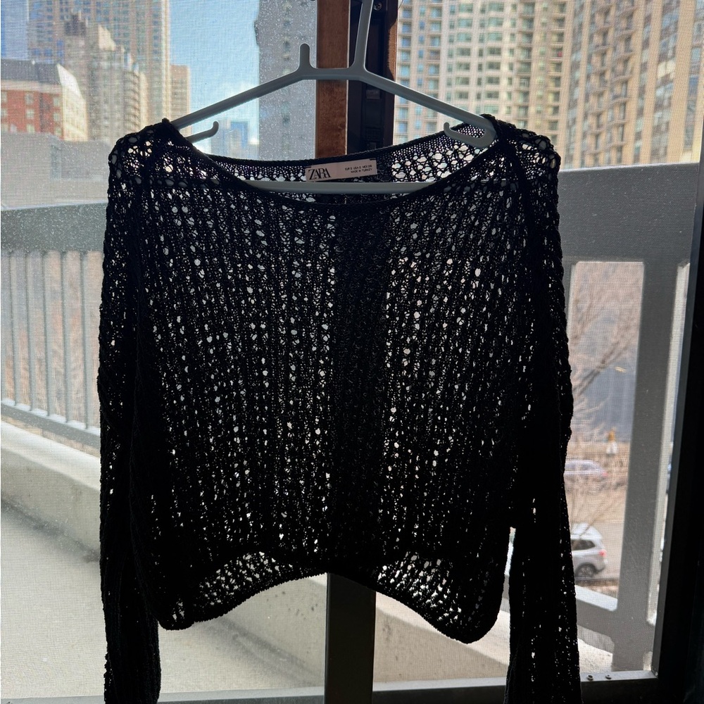 Zara Black Open-Knit Sweater